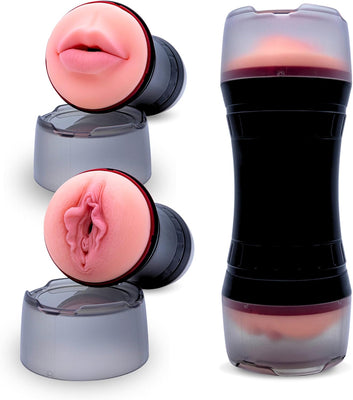 Vaginette ultra realiste - masturbateur homme sextoy double action vaginette et bouche succion silicone ultra doux pour encore plus de plaisir au quotidien - entrainement contre la précocité