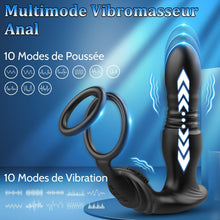 Charger l'image dans la galerie, 3 EN 1 Masseurs de Prostate Vibrant avec Anneau Pénien, Vibrateur Anal Télécommandé, Plug anal gode vibrateur avec 10 modes de poussée vibrant portabl Pour Couple
