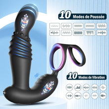 Charger l'image dans la galerie, Masseurs de Prostate Sex Toys Anals avec Anneaux de Pénis, Vibromasseur Anal Télécommandé avec 10 Modes de Poussée & de Vibration, Vibrateur Gode Anal Plug Anal Vibrant Sextoy pour Hommes et Couple