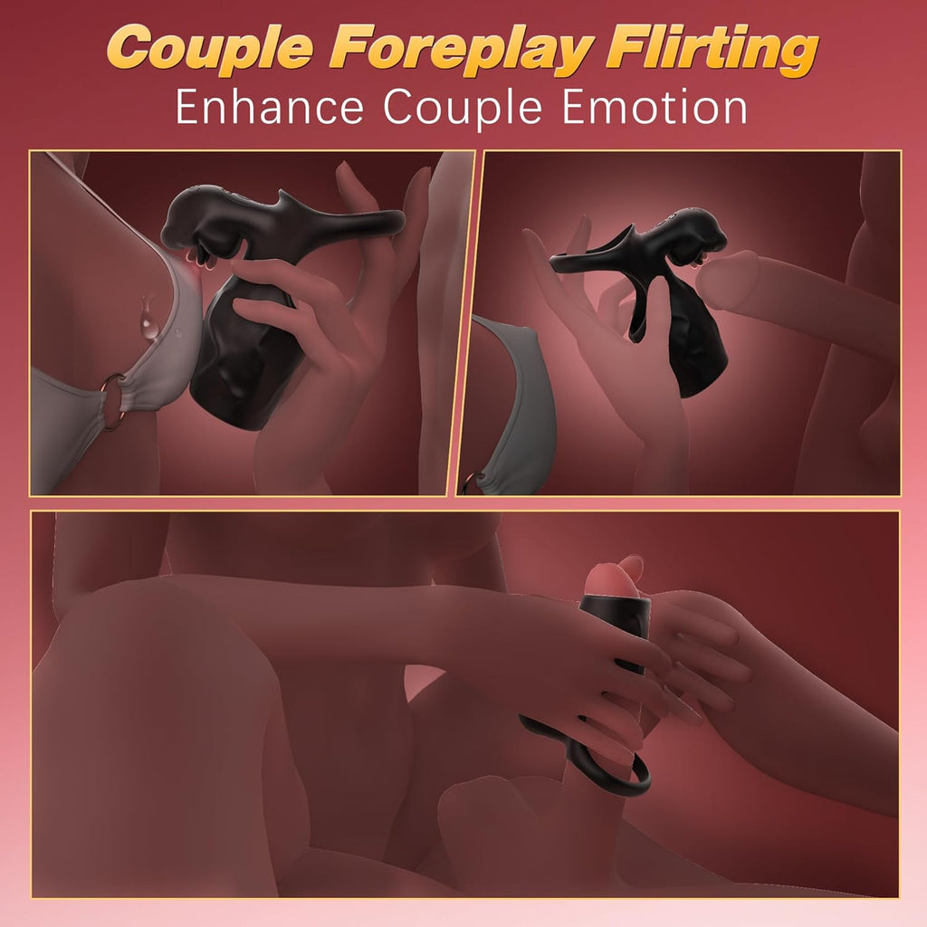 Anneau Penien - Anneau Homme Gainespour Pénis avec Langue léchant le Clitoris,9 Vibrant Modes Sextoyse Couple Plaisir,Vibromasseur Sex toýs Homme Femme ,Jouet Sexualité Adulte Couple,Sex Toys