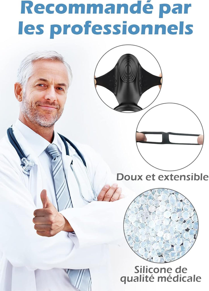 Double Anneau Vibrant en Silicone avec 10 Modes de Vibration d'érection Améliorant Vibromasseurs Sex Toys pour Hommes Couple