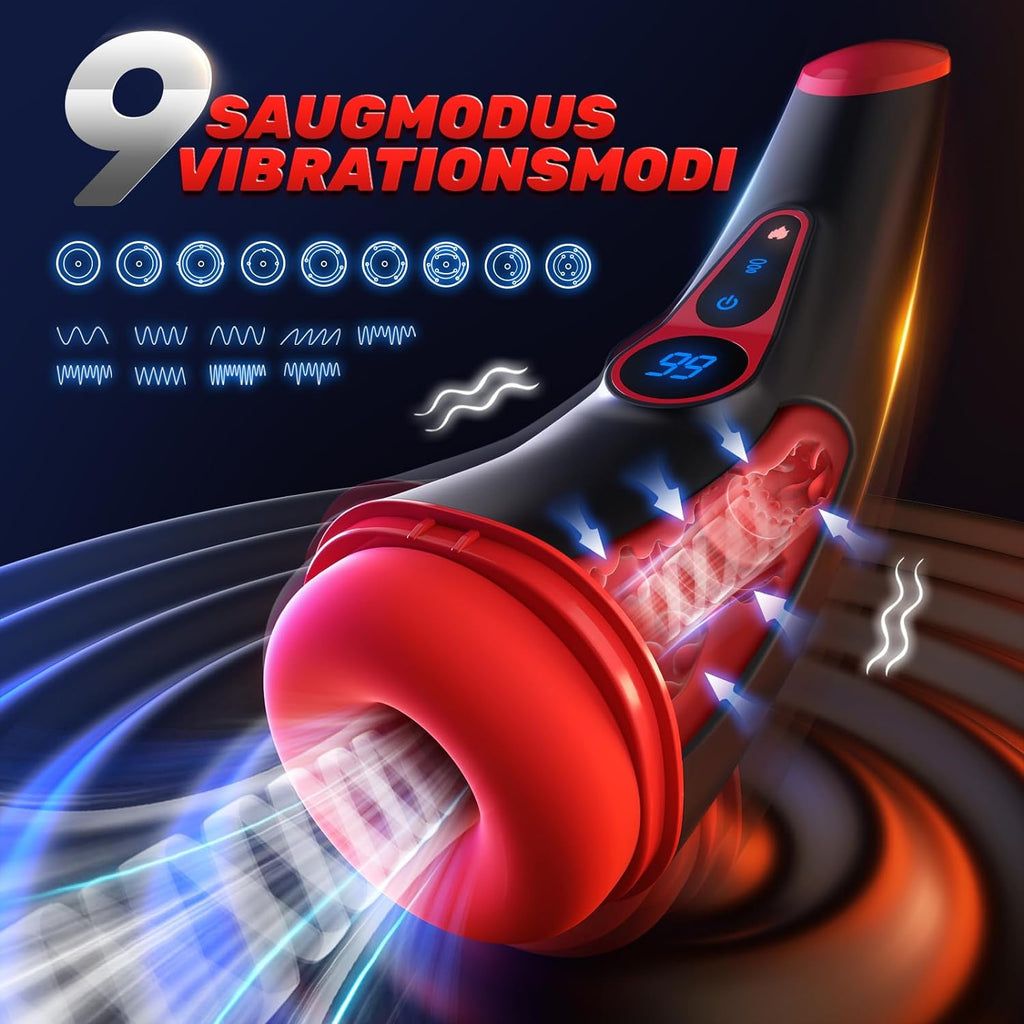 Masturbeuse Homme Sex Toys, Masturbateurs Masculins avec 9 Succion et 9 Vibration, Masturbateur Automatique 3D Vaginette Ultra RĂ©aliste, Ăcran LCD Sextoy Homme Sex ToyÌs Homme Suceur Sextoys