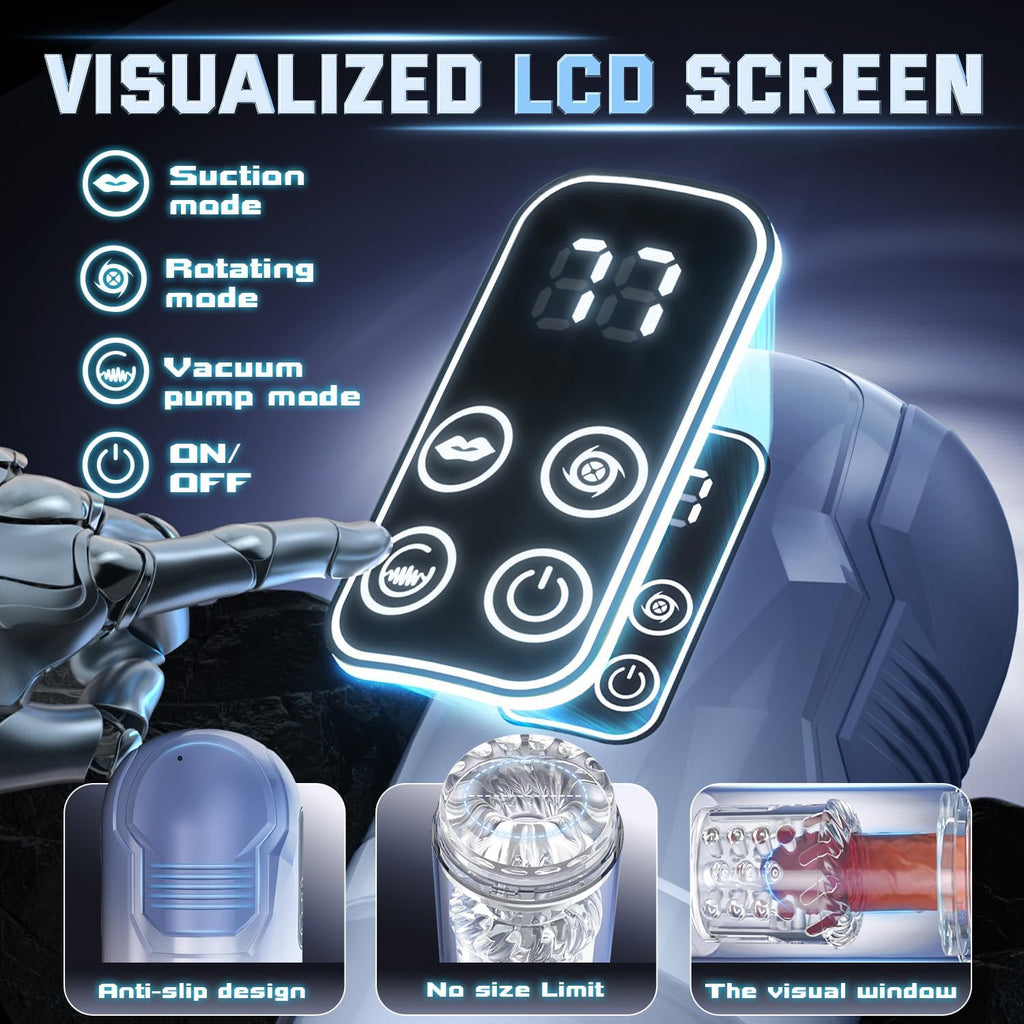 Penis Pump Realistic Electric Stroker with 7 Sucking Vibrating Thrusting Rotating Licking