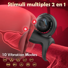 Charger l'image dans la galerie, Anneau Penien - Anneau Homme Vibrant Sex Toys, Double Anneaux de Pénis Sex Toýs Couple Vibromasseurs pour Homme, Anneau Vibrant Pénis Homme avec 10 modes, Stimulateur Clitoridien pour Couple