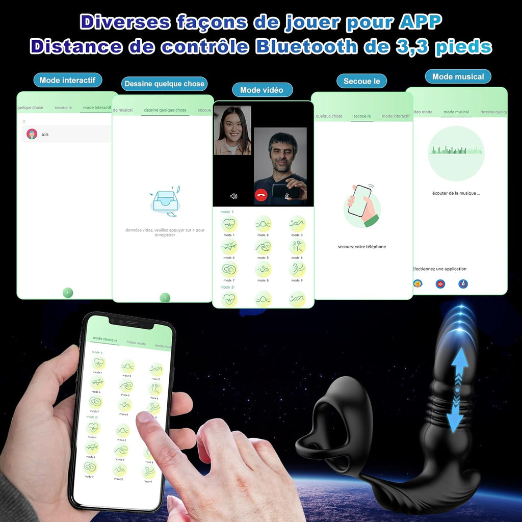 Masseurs de Prostate Vibrant avec Anneaux de PĂ©nis avec 9 Modes de PoussĂ©e & de Vibration, zadicc Vibrateurs Anaux TĂ©lĂ©commandĂ© pour Jouets Sexuels pour la Stimulation Anale Couple,Ătanche,