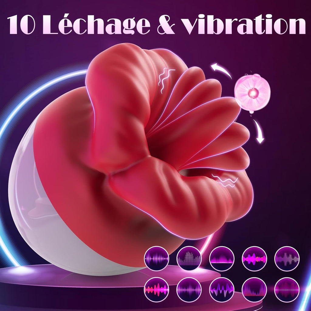 Vibromasseur pour Femme Clitoridien Puissant Sex Toys avec 10 Modes de Vibration, Sex Toýs Femme Léchage de Langue Sex Toýs Couple, Vibromasseurs Feminin Silencieux de Clitoris et Point G