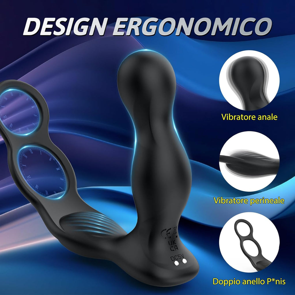3 EN 1 Masseurs de Prostate Vibrant avec Anneau Pénien, Sex Toys Vibromasseurs Homme à Distance avec Télécommandé App, Plug Anale Gode Vibro-masseurs avec 10 Modes de Poussée Vibrant pour Couple