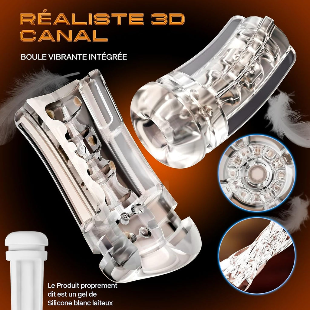 Masturbâteur Homme Sex Toýs Homme - Masturbâteur Homme Mains Libres mains libres 5 modes d'aspiration et 10 modes de vibration,Chauffage vaginal simulé en 3D pour les hommes,Masturbateurs Masculins