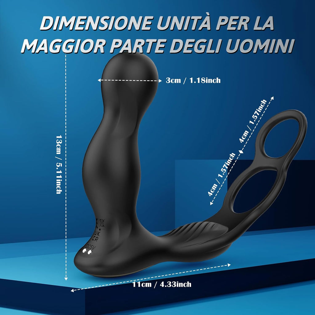 3 EN 1 Masseurs de Prostate Vibrant avec Anneau Pénien, Sex Toys Vibromasseurs Homme à Distance avec Télécommandé App, Plug Anale Gode Vibro-masseurs avec 10 Modes de Poussée Vibrant pour Couple