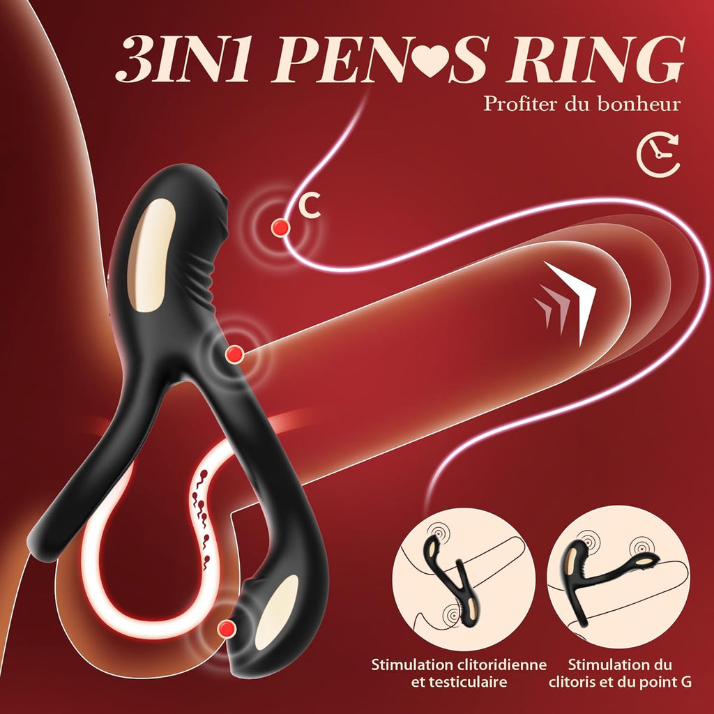 Sex Toys Anneau Penien - Anneau Homme Sex ToyÌs Couple Homme, Anneau Vibrant PĂ©nis Clitoridienne Sextoyse Couple Plaisir 10 Modes Vibration, Anneaux de PĂ©nis Sextoyse Homme Sex Jouet SexualitĂ© Couple
