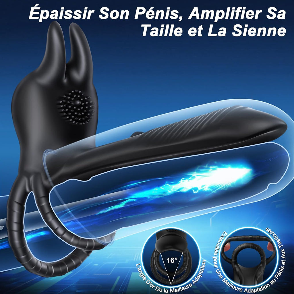 Anneau Homme Vibrant 4 in 1 Sextoy Anneau Vibrant Pénis Vibromasseur Clitoridienne 10 Modes Anneaux de Pénis Sextoyse Couple Plaisir Cockring Vibro Sex Toys