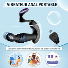 Charger l'image dans la galerie, Masseurs de Prostate Sex Toys Anals avec Anneaux de Pénis, Vibromasseur Anal Télécommandé avec 10 Modes de Poussée & de Vibration, Vibrateur Gode Anal Plug Anal Vibrant Sextoy pour Hommes et Couple