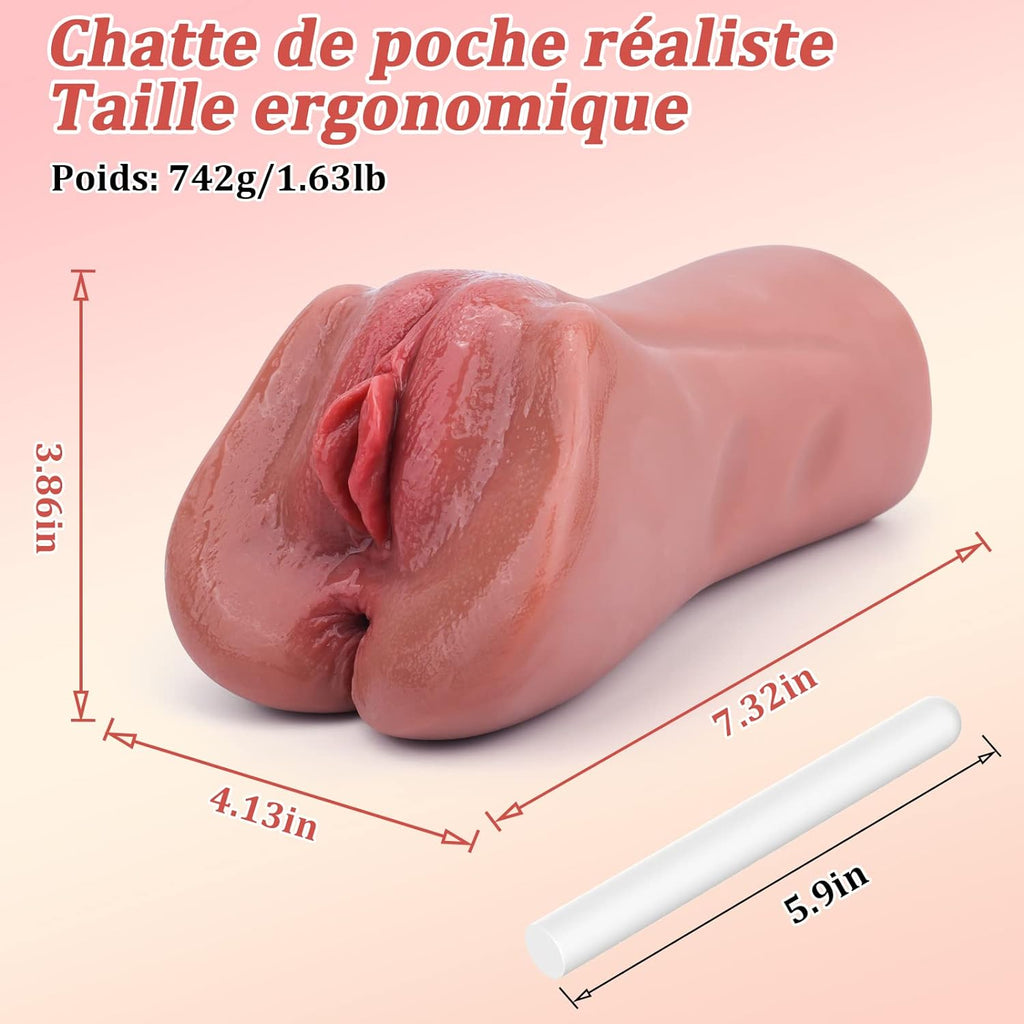 2 EN 1 Masturbeuse Homme Masturbateur Réaliste, Poche Chatte Réaliste Vaginette Silicone Anal Sex Toy Masturbateurs Masculins Sextoyse
