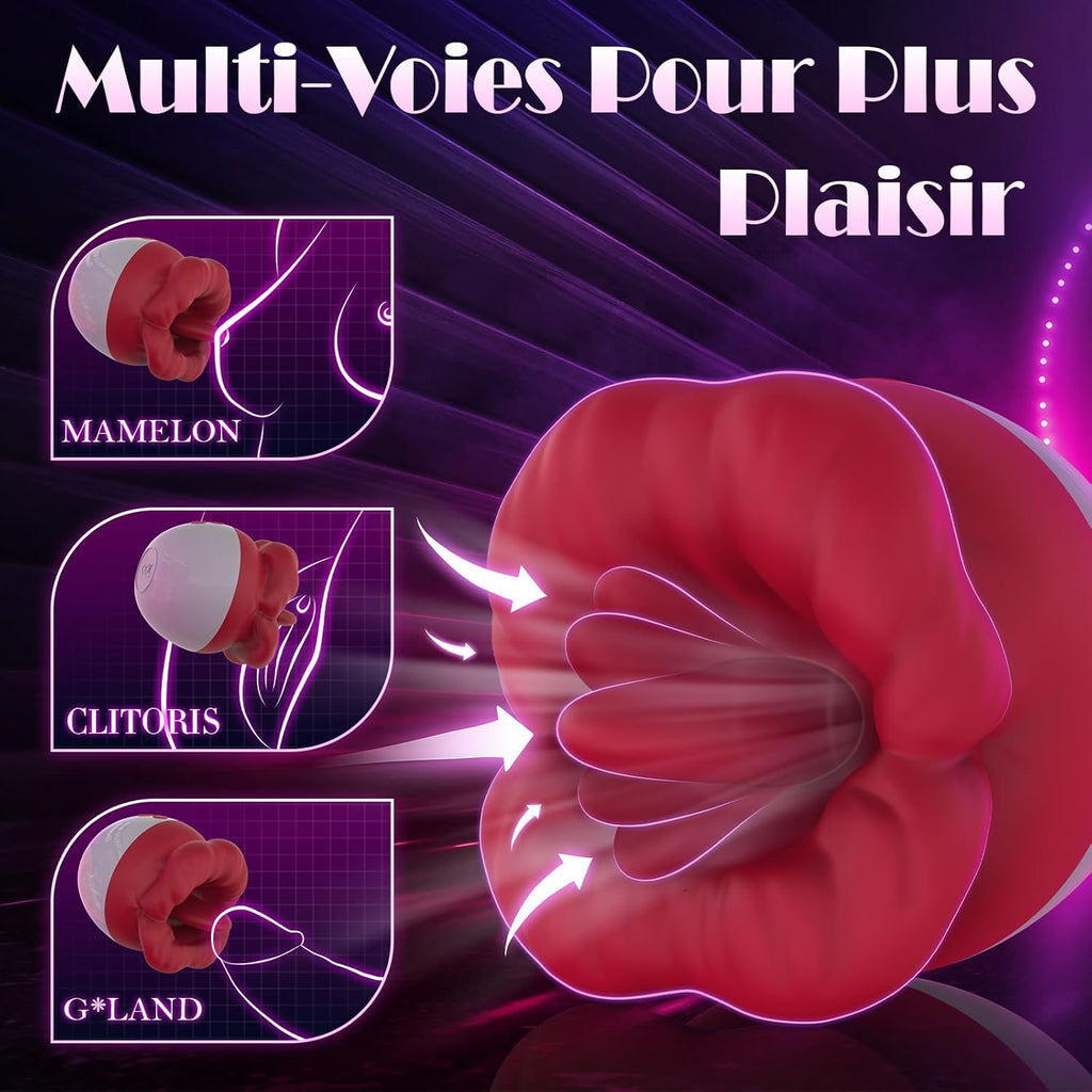 Vibromasseur pour Femme Clitoridien Puissant Sex Toys avec 10 Modes de Vibration, Sex Toýs Femme Léchage de Langue Sex Toýs Couple, Vibromasseurs Feminin Silencieux de Clitoris et Point G