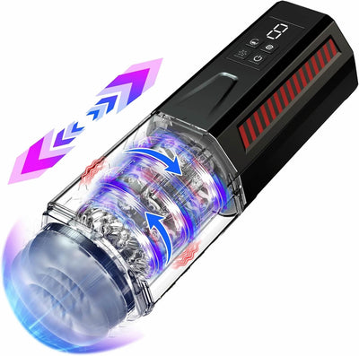 Masturbateurs Masculins Sex Toýs Homme - Masturbateur Homme LED Sex Toys avec 7 Poussées & Rotations & Vibration Masturbateur Homme 3D Vaginette Ultra Réaliste