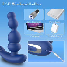 Charger l'image dans la galerie, Vibromasseur anal pour homme - 4 en 1 Stimulation de la prostate - Télécommande Perles anales Godemichet anal avec double anneau pénien 10 vibrations & 3 modes rotation Masseur de prostate Plug anal