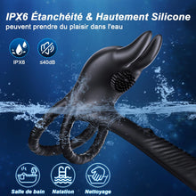 Charger l'image dans la galerie, Anneau Homme Vibrant 4 in 1 Sextoy Anneau Vibrant Pénis Vibromasseur Clitoridienne 10 Modes Anneaux de Pénis Sextoyse Couple Plaisir Cockring Vibro Sex Toys