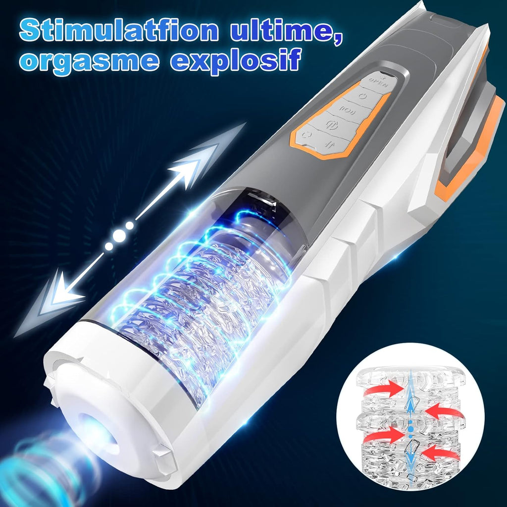 Masturbateurs Masculins Sex Toýs Homme-Oral Jouet Sexuel,Masturbâteur Homme avec 11 Modes Télescopiques & Rotations Vaginette Silicone Sex Toys pour Stimulation de Pénis Jouets Sexuels pour Hommes