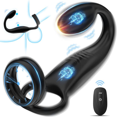 Vibromasseurs Sex Toys Couple - Anneau Penien Homme ToyÌs PĂ©nis Vibrant Retardant d'Ă©jaculation avec 10 * 10 Modes de Vibration, Sextoyse Plug Anal pour Gay Stimulateur Prostate,Masculins Plugs Anus