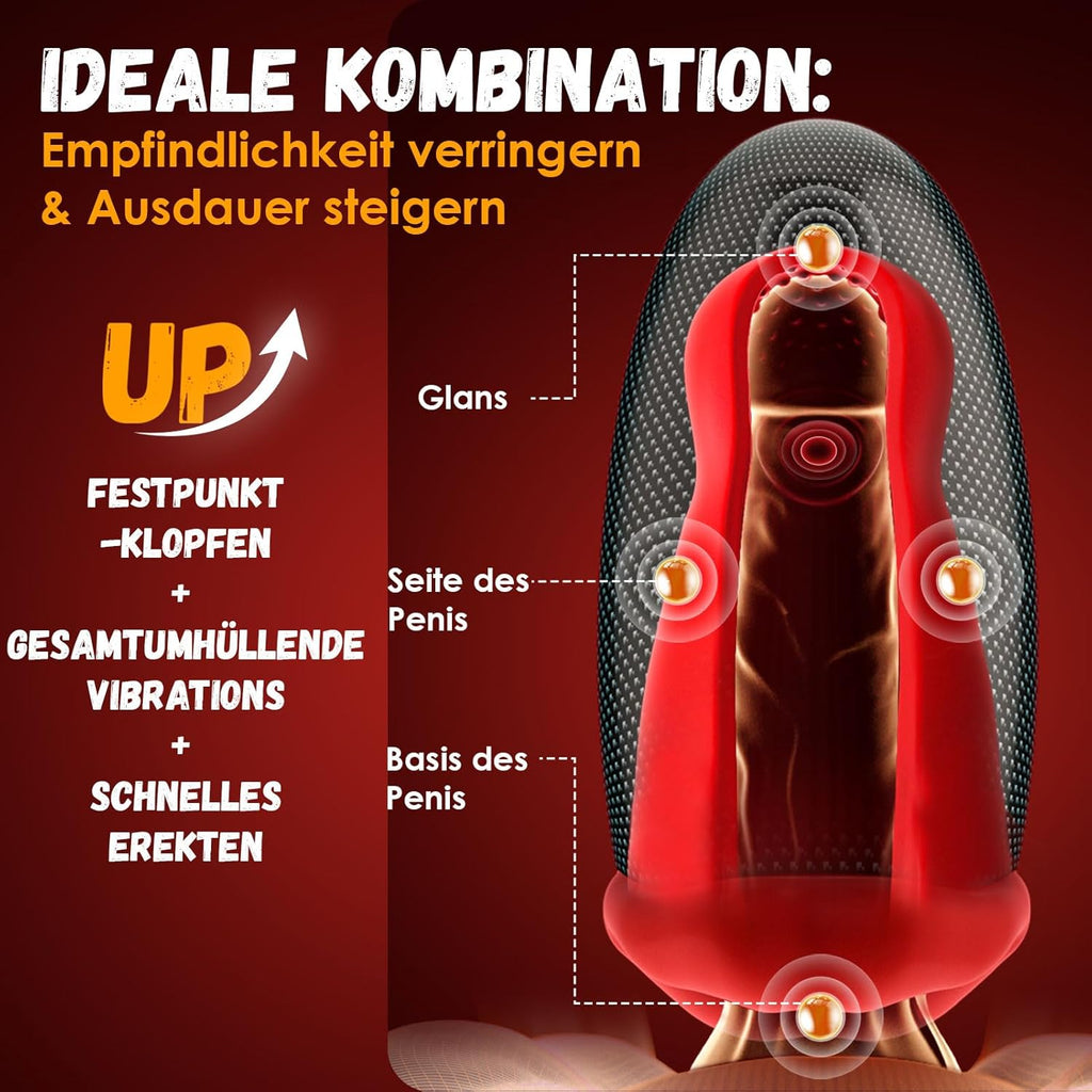 Masturbùteur Homme Mains Libres Masturbeuse, 9X9 Mode de Vibration &Coup-Léchage Masturbateurs Masculins Sextoyse Homme Sex Pénis Sex Toyspour pour Homme Masturbateur