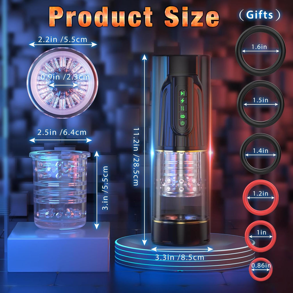 Sex Toys Masturbeuse Homme Mains Libres - Masturbateurs Masculins Plaisir avec 4 Modes de Succion et 10 Modes de Rétractation et de Rotation, Automatique Sextoyse pour Gay Couples, Anneau Penien