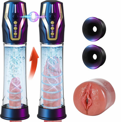 Pompes à Pénis Vaginette Masturbateur Automatique - Contrôle Vocal Pompe Penis Sex Toýs Homme avec 4 Modes d'aspiration & 4 Modes de Pompage, Masturbateurs Masculins Pompe a Penis Masturbeuse Homme