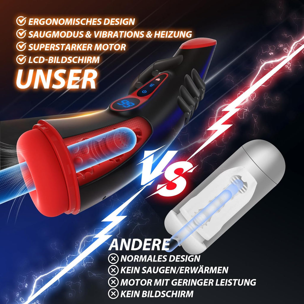 Masturbeuse Homme Sex Toys, Masturbateurs Masculins avec 9 Succion et 9 Vibration, Masturbateur Automatique 3D Vaginette Ultra RĂ©aliste, Ăcran LCD Sextoy Homme Sex ToyÌs Homme Suceur Sextoys