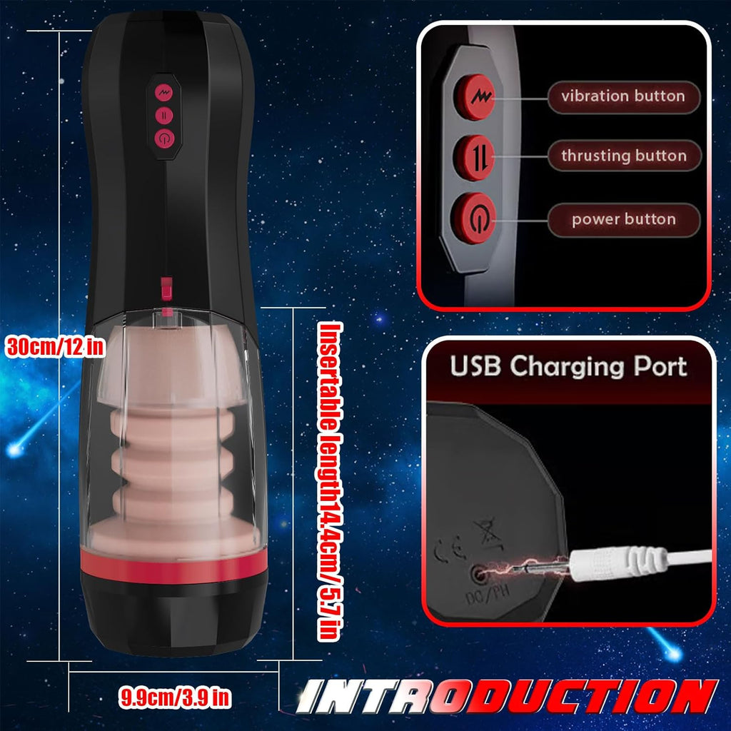 Masturbeuse Homme avec vagin réaliste, Masturbateurs Masculins Mains Libres avec 5 Modes d'aspiration et 7 Modes de Vibrant, Masturbateur Homme Automatique Vaginette Ultra Réaliste Homme Sex Toys