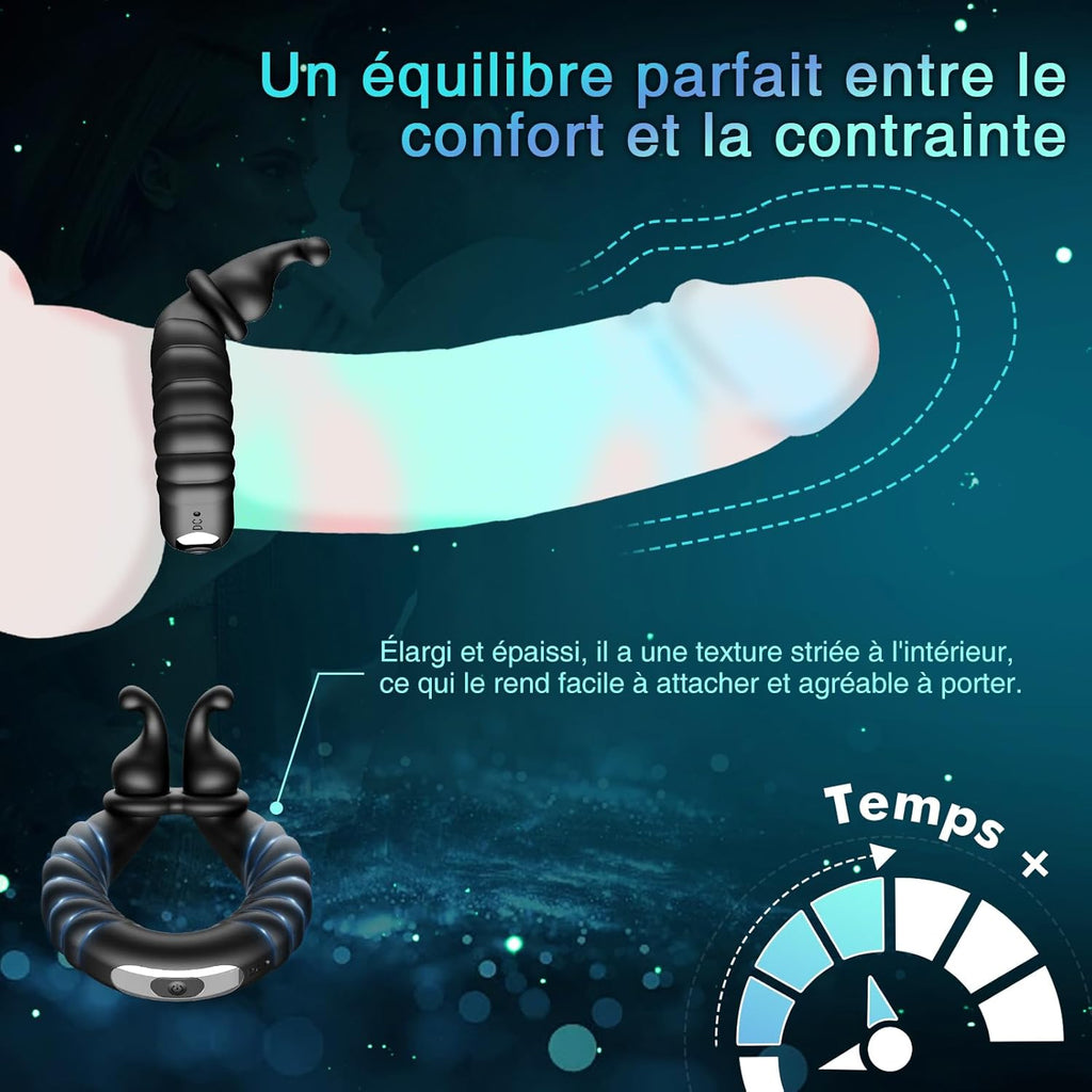 Sex Toys Anneau Penien - Anneau Homme Sextoyse Couple Plaisir, Anneau Vibrant Pénis Clitoridienne avec 10 Modes de Vibration, Anneaux de Pénis Sextoyse Homme Sex, Anneau Penien Sex Toyspour Pour Homme