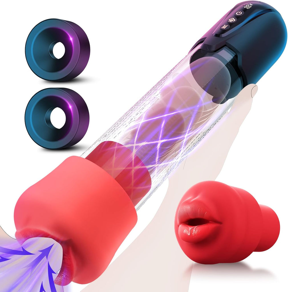 Pompe à Pénis sex toýs homme Masturbateurs masculins avec 4 D'aspiration& 6 modes entraînement,Vakuum pumpe pompe pénis Vibromasseurs avec Vaginette Silicone, Sextoy Homme Masturbateur