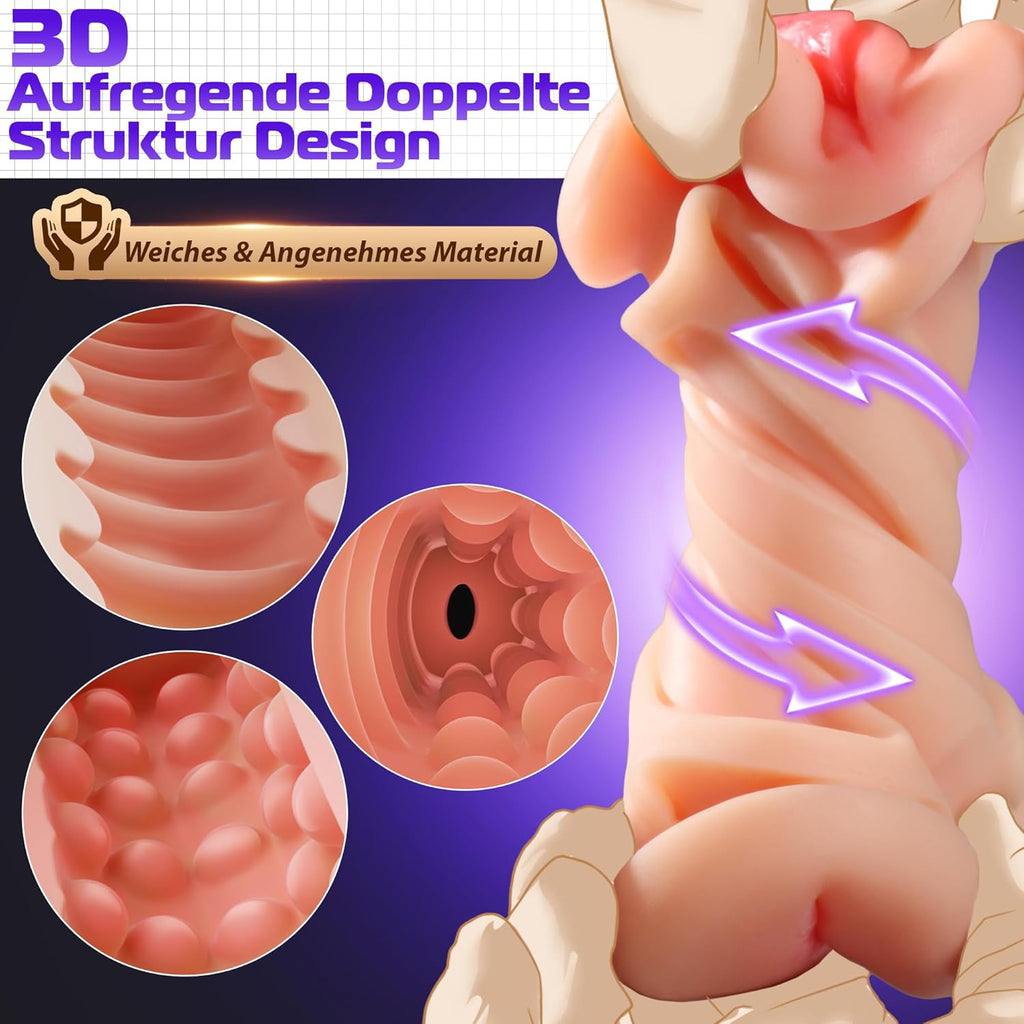 Masturbateurs Masculins Sex Toys Masturbeuse Homme, MasturbĂąteur Homme Mains Libres avec 7 Modes de Vibration, 2 Moteurs Masturbateur Vaginette Sextoy Homme