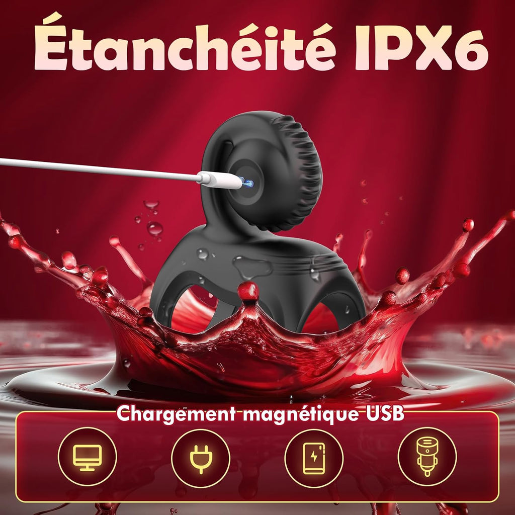 Anneau Penien - Anneau Homme Vibrant Sex Toys, Double Anneaux de Pénis Sex Toýs Couple Vibromasseurs pour Homme, Anneau Vibrant Pénis Homme avec 10 modes, Stimulateur Clitoridien pour Couple