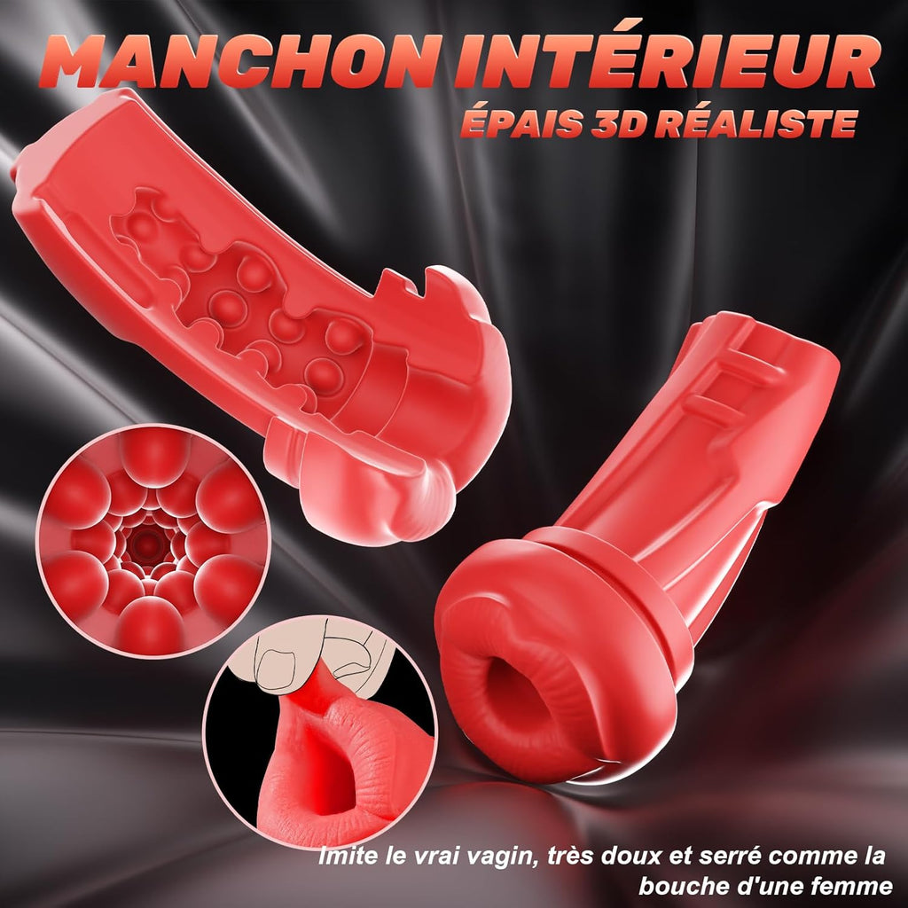 Masturbateurs Masculins Sex Toýs Homme, Support de téléphone Masturbâteur Homme Mains Libres avec 9 Succion et 9 Vibration, 3D Vaginette Ultra Réaliste Bouche Sexy Fonction de chauffage Sex Toys, APP