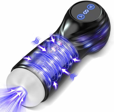 Masturbateurs Masculins Sex Toýs Homme - Masturbateur Homme avec 7 Succion & Vibration & Échappement,Masturbâteur Homme Mains Llibres avec Écran LCD & 3D Vaginette Ultra Réaliste, Sex Toys Couple.