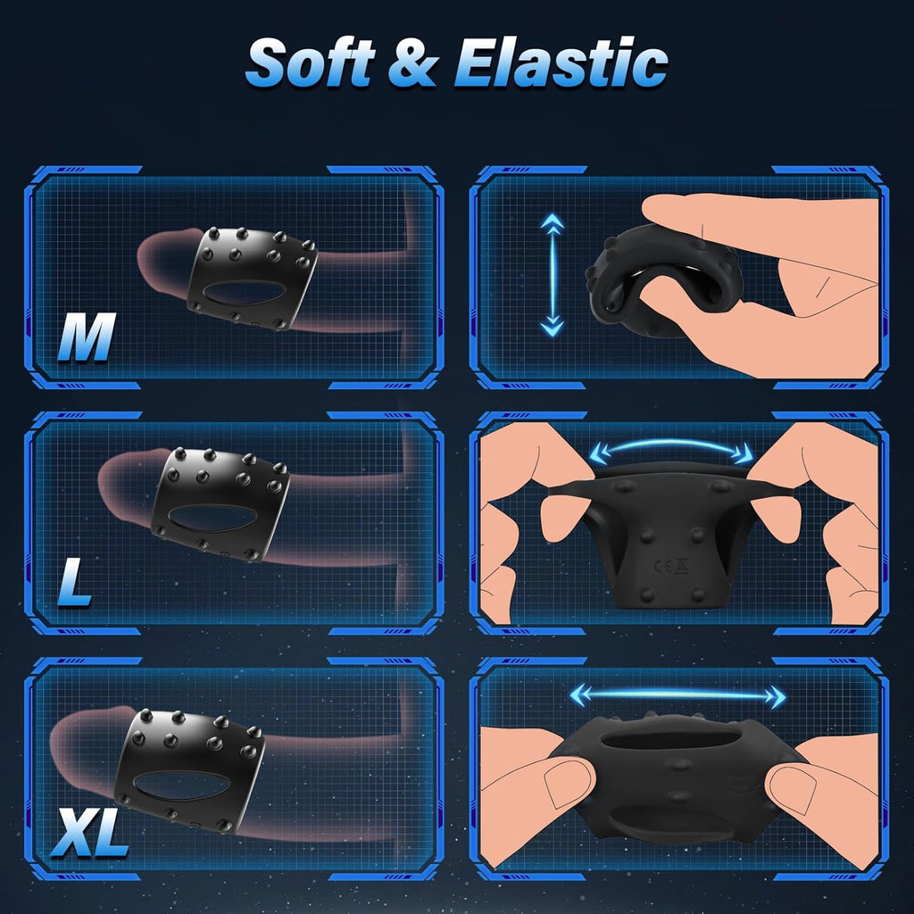 Anneau penien - anneau homme, Anneaux de pénis jouet sexualité couple pour supplémentaire vaginale anale Stimulation, Cockring avec 10 modes de vibration, sexes plaisir homme réaliste