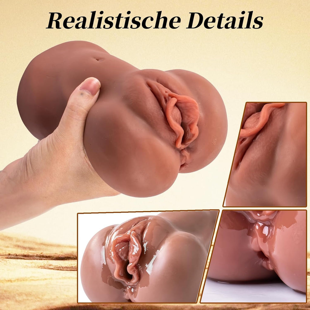 Masturbateur pour hommes - 2 en 1 Poche Chatte Grande avec Vagin 3D Clitoris Anal Poche Chatte Masturbateurs Double Canal Portable Érotique Sex Toy pour Hommes Solo