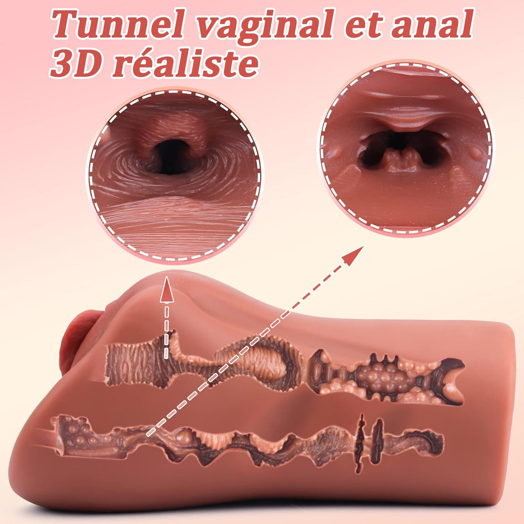 2 EN 1 Masturbeuse Homme Masturbateur Réaliste, Poche Chatte Réaliste Vaginette Silicone Anal Sex Toy Masturbateurs Masculins Sextoyse