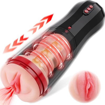 Masturbeuse Homme avec vagin réaliste, Masturbateurs Masculins Mains Libres avec 5 Modes d'aspiration et 7 Modes de Vibrant, Masturbateur Homme Automatique Vaginette Ultra Réaliste Homme Sex Toys