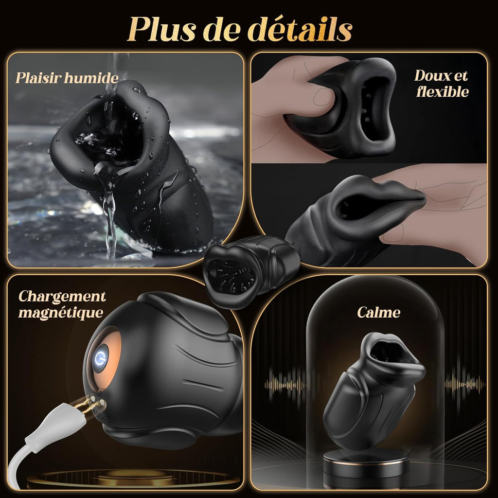 Bouche Sexy Masturbateurs Masculins, Sex Toýs Homme Vaginette Ultra Réaliste Masturbateur avec 10 Modes de Vibration, Masturbateur Automatique Enveloppé à 360° Penisse Vibromasseur Homme Sex Toys