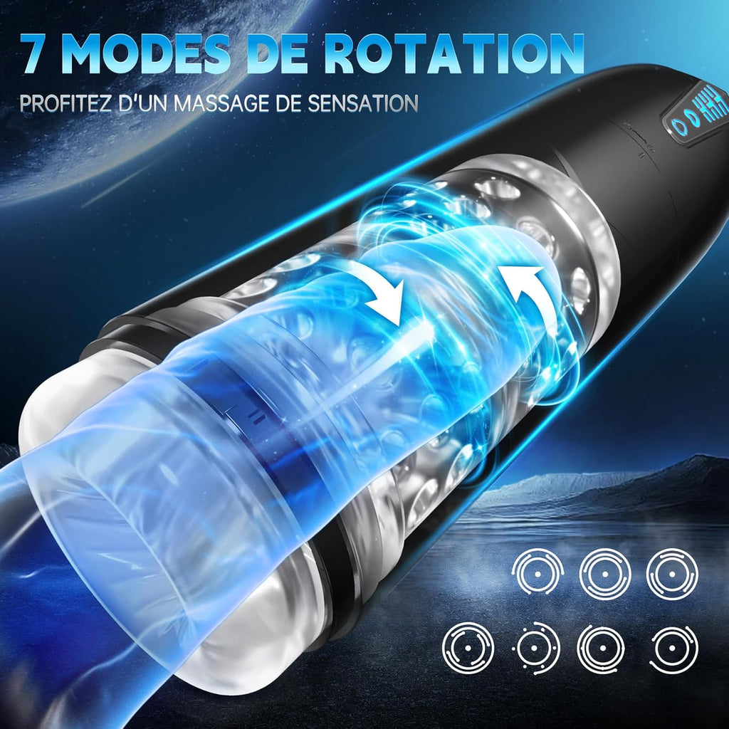 Masturbeuse Homme Sex Toys, Masturbateurs Masculins Mains Libres avec 7 Modes d'aspiration et 7 Modes de Rotation, Masturbateur Homme Automatique Vaginette Ultra Réaliste Sextoyse Homme Sex Sex Toys