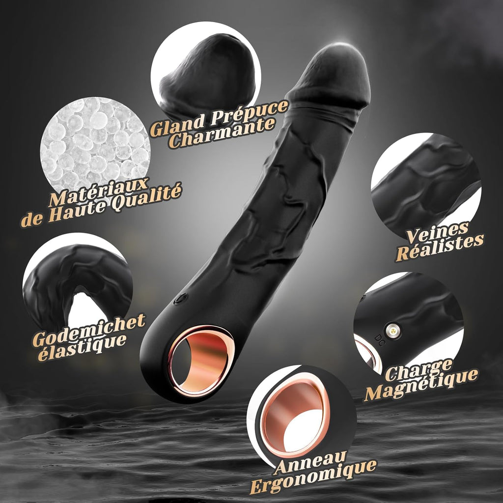 Gode Vibro-masseur Vibromasseur Godemichets Sex ToyÌs Femme, con 10 Vibrazione Vibromasseurs Feminin Sex Toy GodemichĂ©s, Point G Xlitoridien Dildo Gode Femme Sex Sextoys Couple
