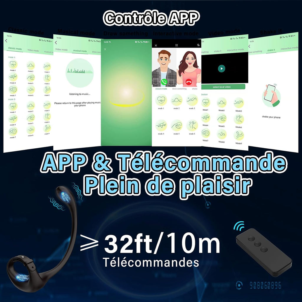 Plug Anal Vibromasseur Sex Toys - Anneau Penien Gode Homme pour Gay ToyÌs Femme Couple Plaisir Sextoy avec App et 10 Modes de Vibration, Anneaux Vibrant PĂ©nis Sextoyse Sex Masculins Anals Plugs Anus