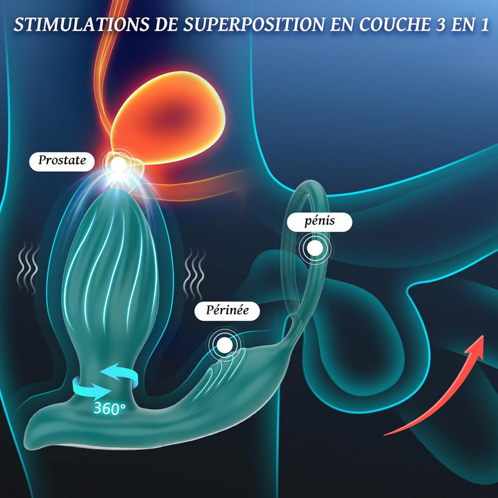 Plug Anus Vibromasseurs avec Anneau PĂ©nien Sex Toys - Vibrateur Anal 10 modes, Prostate Vibrant Sex ToyÌs Couple Homme, Gode Homme pour Gay Sextoyse Couple Plaisir Homme avec Telecommande APP