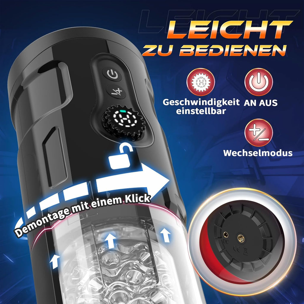 Masturbeuse Homme Sex Toys Masturbateurs Masculins avec 5 Modes Télescopique et Rotatif et 5 Modes de Vibration, Masturbateur Homme Vaginette Silicone Sextoy Homme