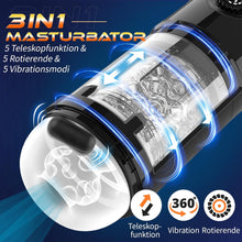 Charger l'image dans la galerie, Masturbeuse Homme Sex Toys Masturbateurs Masculins avec 5 Modes Télescopique et Rotatif et 5 Modes de Vibration, Masturbateur Homme Vaginette Silicone Sextoy Homme