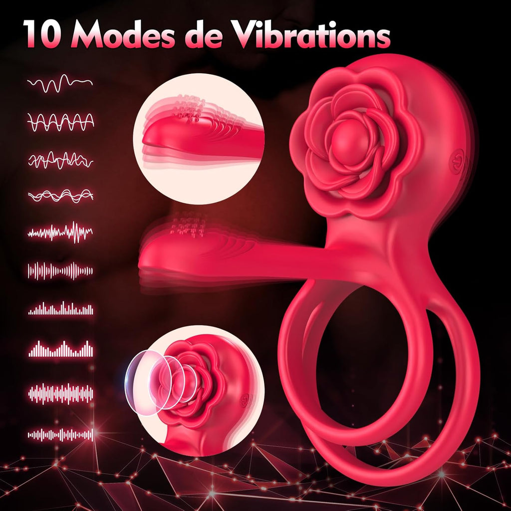 Sex Toys Anneaux de Pénis Set - 3 en 1 Anneau Vibrant Pénis - Anneau Homme Sextoyse Couple Plaisir 10 Modes Vibromasseurs Pour Homme Cockringe Sextoyse Homme Sex
