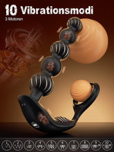 Charger l'image dans la galerie, Plug anal masseur de prostate, anneau phallique avec 10 modes de vibration, stimulation de la prostate avec 5 boules anales, jouets sexuels étanches pour couples