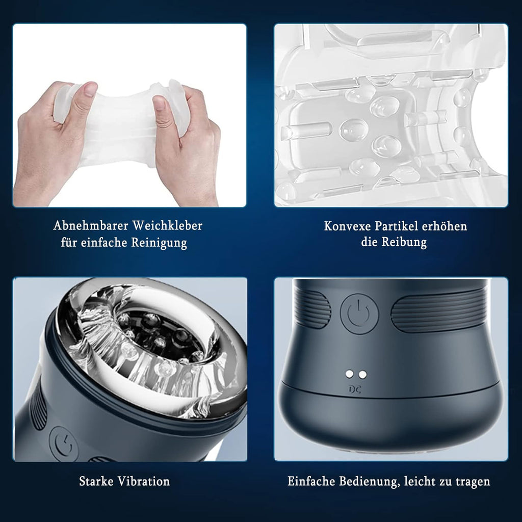 Sumeber Tasse de masturbation électrique avec 10 vibrations, masturbation hommes mains libres automatique sex toy pompe à pénis, hommes compact imperméable mains libres soufflage masturbation Cup