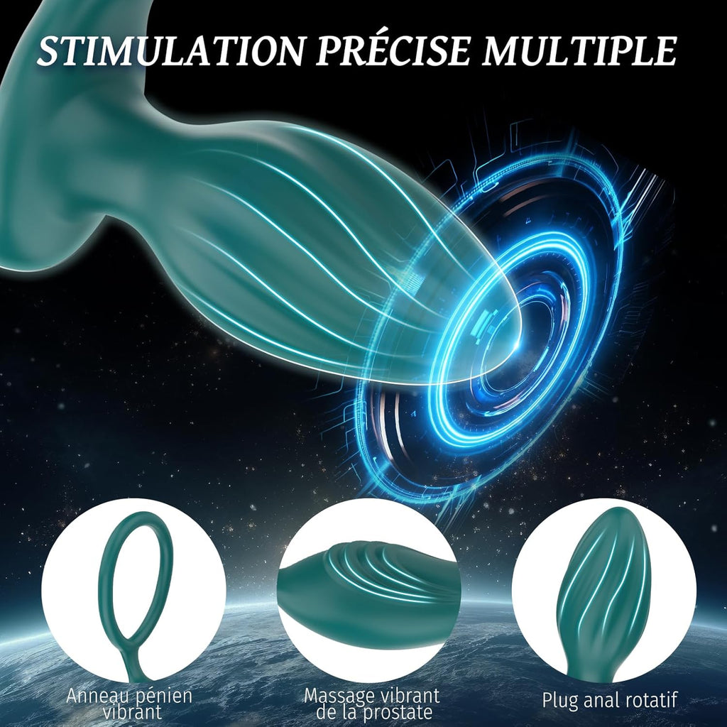 Plug Anus Vibromasseurs avec Anneau PĂ©nien Sex Toys - Vibrateur Anal 10 modes, Prostate Vibrant Sex ToyÌs Couple Homme, Gode Homme pour Gay Sextoyse Couple Plaisir Homme avec Telecommande APP