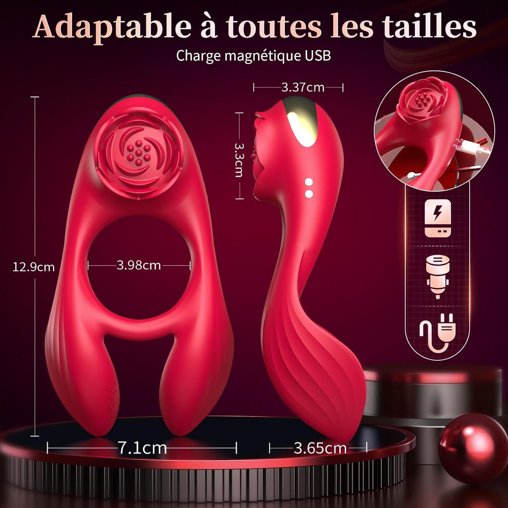 Sex Toýs Couple Anneau Penien - Anneau Homme 4en1 Sex Toýs Homme Anneaux de Pénis Anneau Vibrant Pénis Homme Vibromasseur Clitoridien Sextoyse Couple Plaisir Cockring 3 Moteurs 7 Modes de Vibration